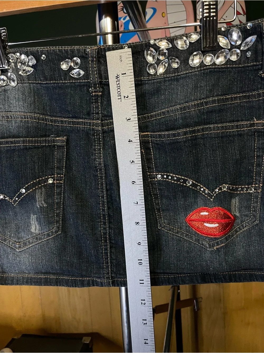 Embellished Dark Denim Mini Skirt shorts woman’s